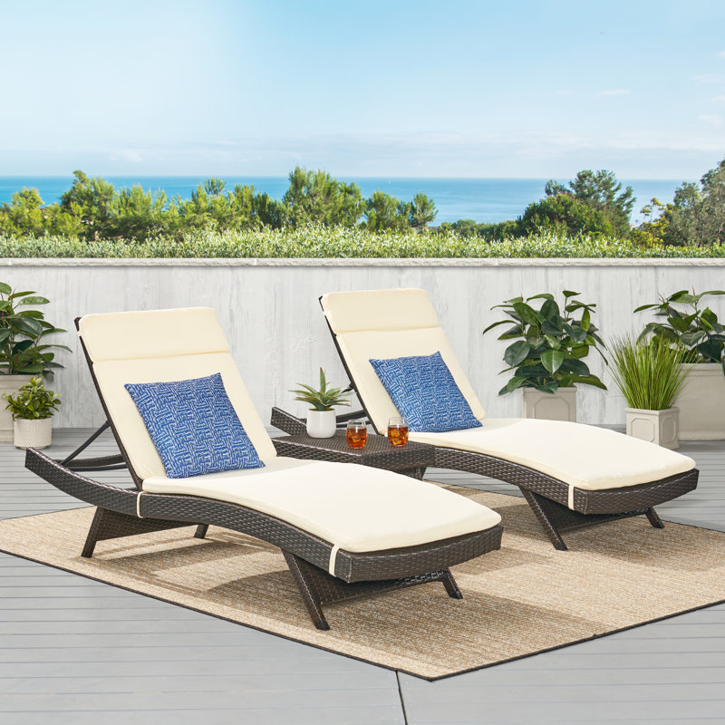 Brayden Studio® Ardoin All Weather Wicker Chaise Lounge Set with Table